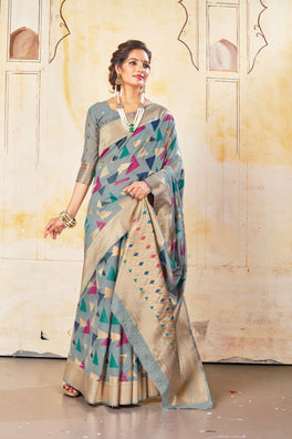 Classy Semi Silk Saree With Nice Border Pallu