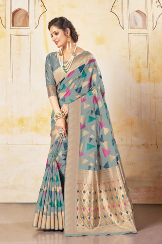 Classy Semi Silk Saree With Nice Border Pallu