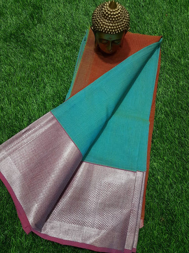MANGALAGIRI BIG BORDER PLAIN COTTON SAREE