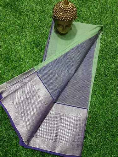 MANGALAGIRI BIG BORDER PLAIN COTTON SAREE