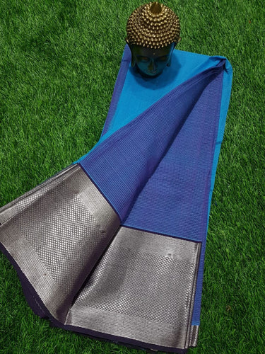 MANGALAGIRI BIG BORDER PLAIN COTTON SAREE