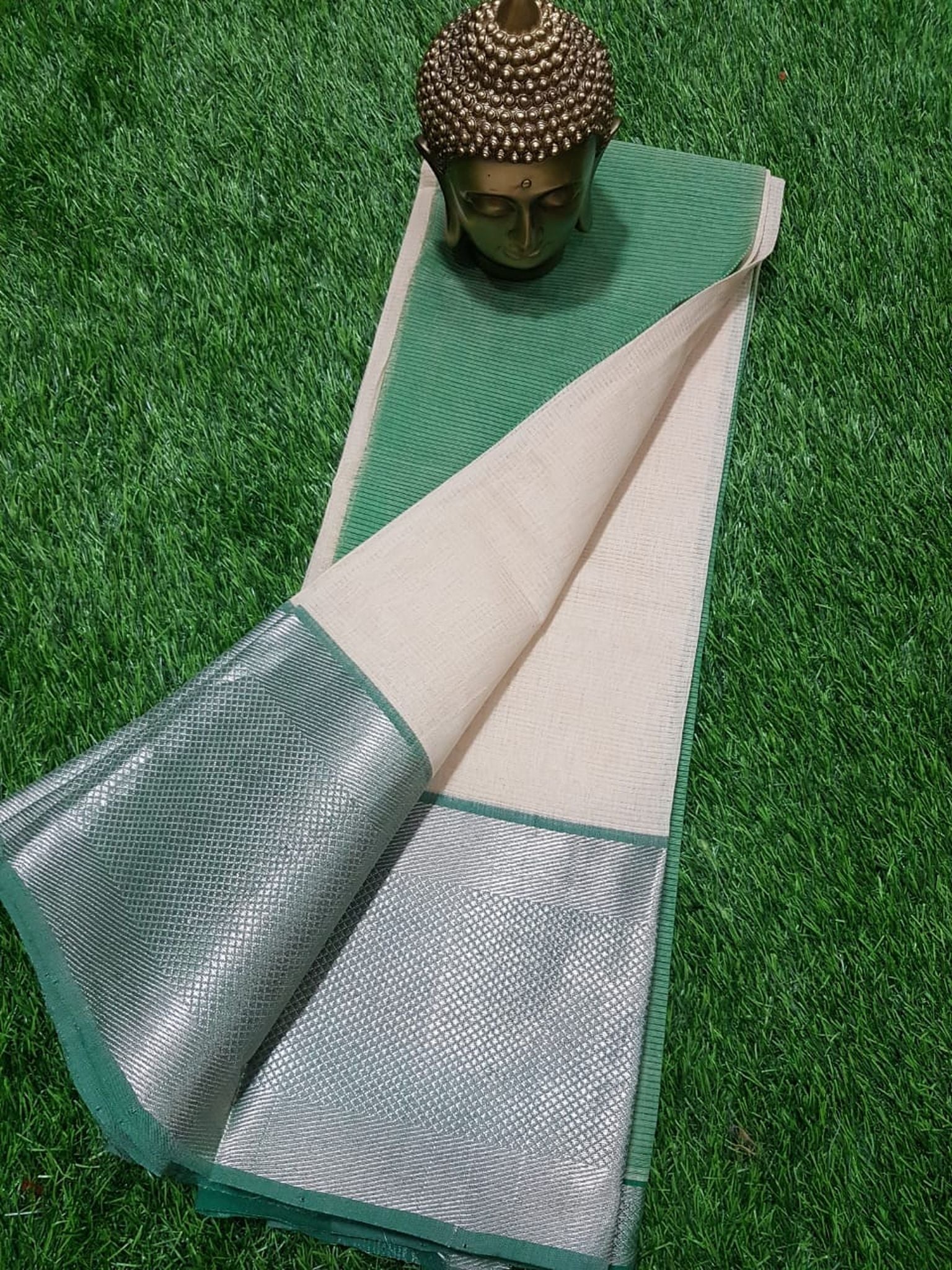 MANGALAGIRI BIG BORDER PLAIN COTTON SAREE