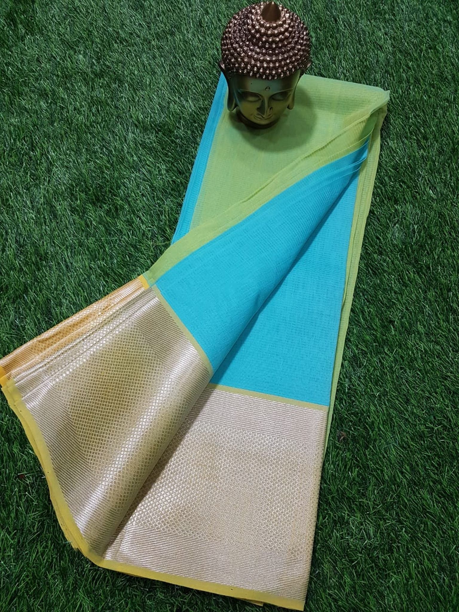 MANGALAGIRI BIG BORDER PLAIN COTTON SAREE