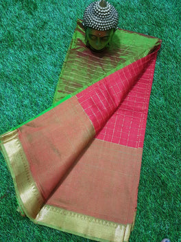 CONTRAST MANGALAGIRI PATTU ZARI CHECKS SAREE