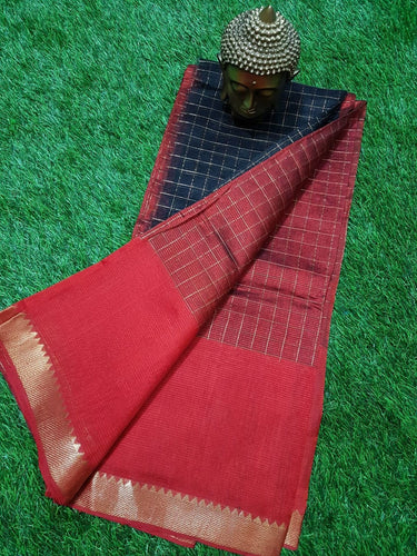 CONTRAST MANGALAGIRI PATTU ZARI CHECKS SAREE