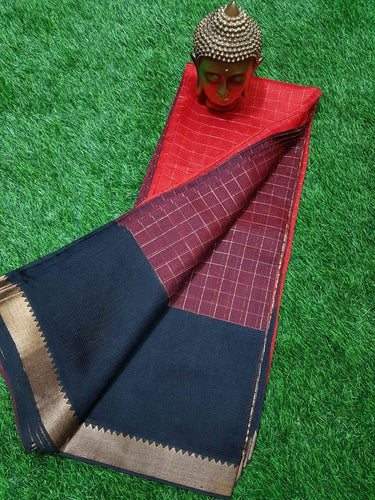 CONTRAST MANGALAGIRI PATTU ZARI CHECKS SAREE