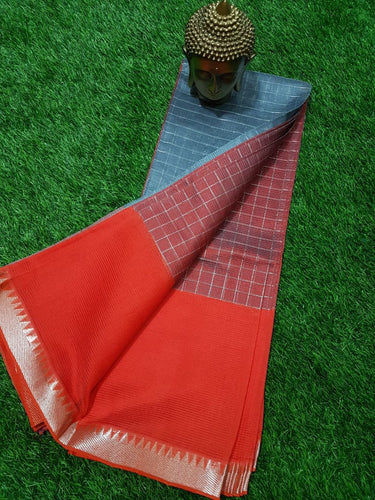 CONTRAST MANGALAGIRI PATTU ZARI CHECKS SAREE