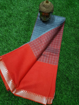 CONTRAST MANGALAGIRI PATTU ZARI CHECKS SAREE