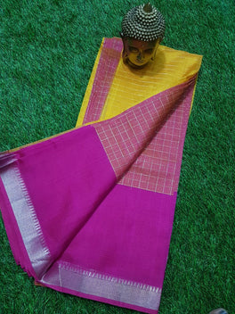 CONTRAST MANGALAGIRI PATTU ZARI CHECKS SAREE