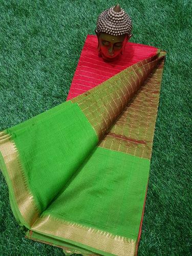 CONTRAST MANGALAGIRI PATTU ZARI CHECKS SAREE