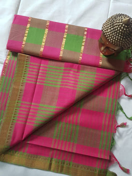 MANGALAGIRI CHECKED COTTON SAREE