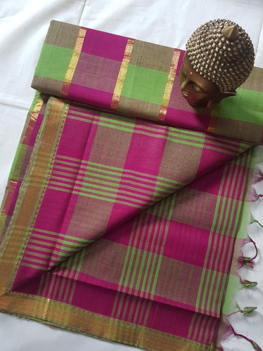 MANGALAGIRI CHECKED COTTON SAREE
