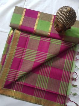 MANGALAGIRI CHECKED COTTON SAREE