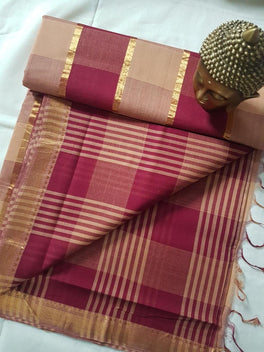 MANGALAGIRI CHECKED COTTON SAREE