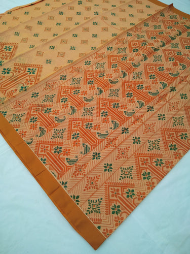Printed Mangalagiri Cotton Sarees With Contrast Border