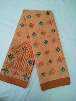 Printed Mangalagiri Cotton Sarees With Contrast Border