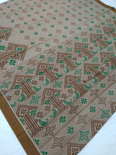 Printed Mangalagiri Cotton Sarees With Contrast Border