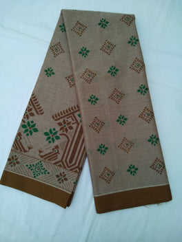 Printed Mangalagiri Cotton Sarees With Contrast Border