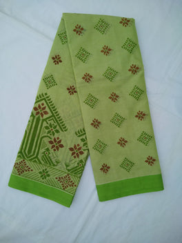 Printed Mangalagiri Cotton Sarees With Contrast Border