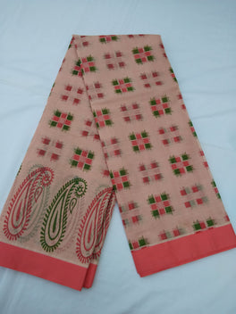 Printed Mangalagiri Cotton Sarees With Contrast Border