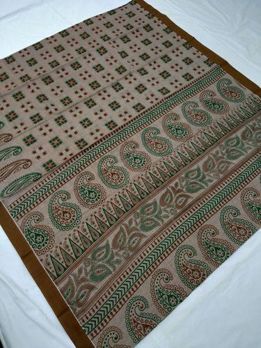 Printed Mangalagiri Cotton Sarees With Contrast Border