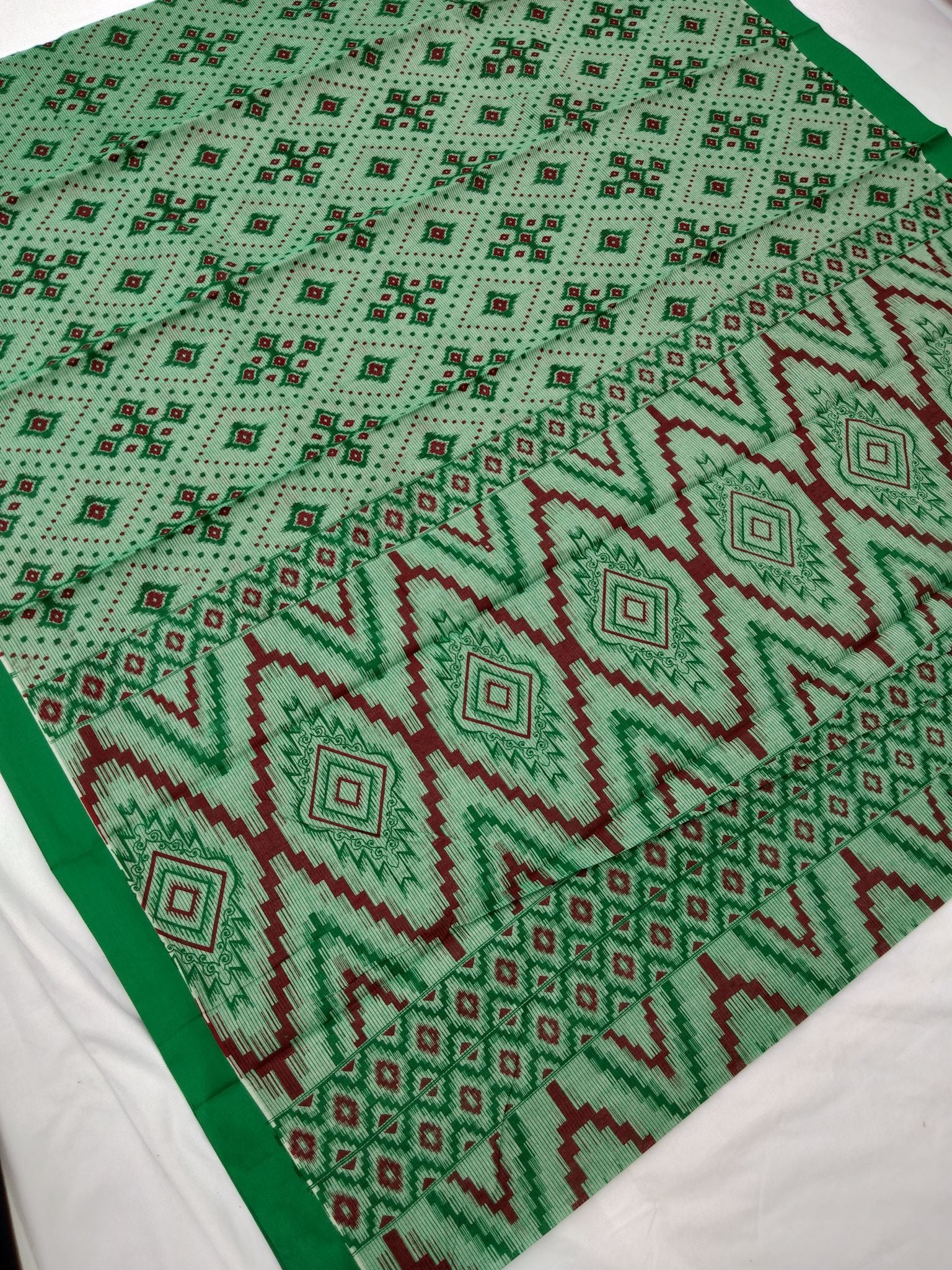 Printed Mangalagiri Cotton Sarees With Contrast Border