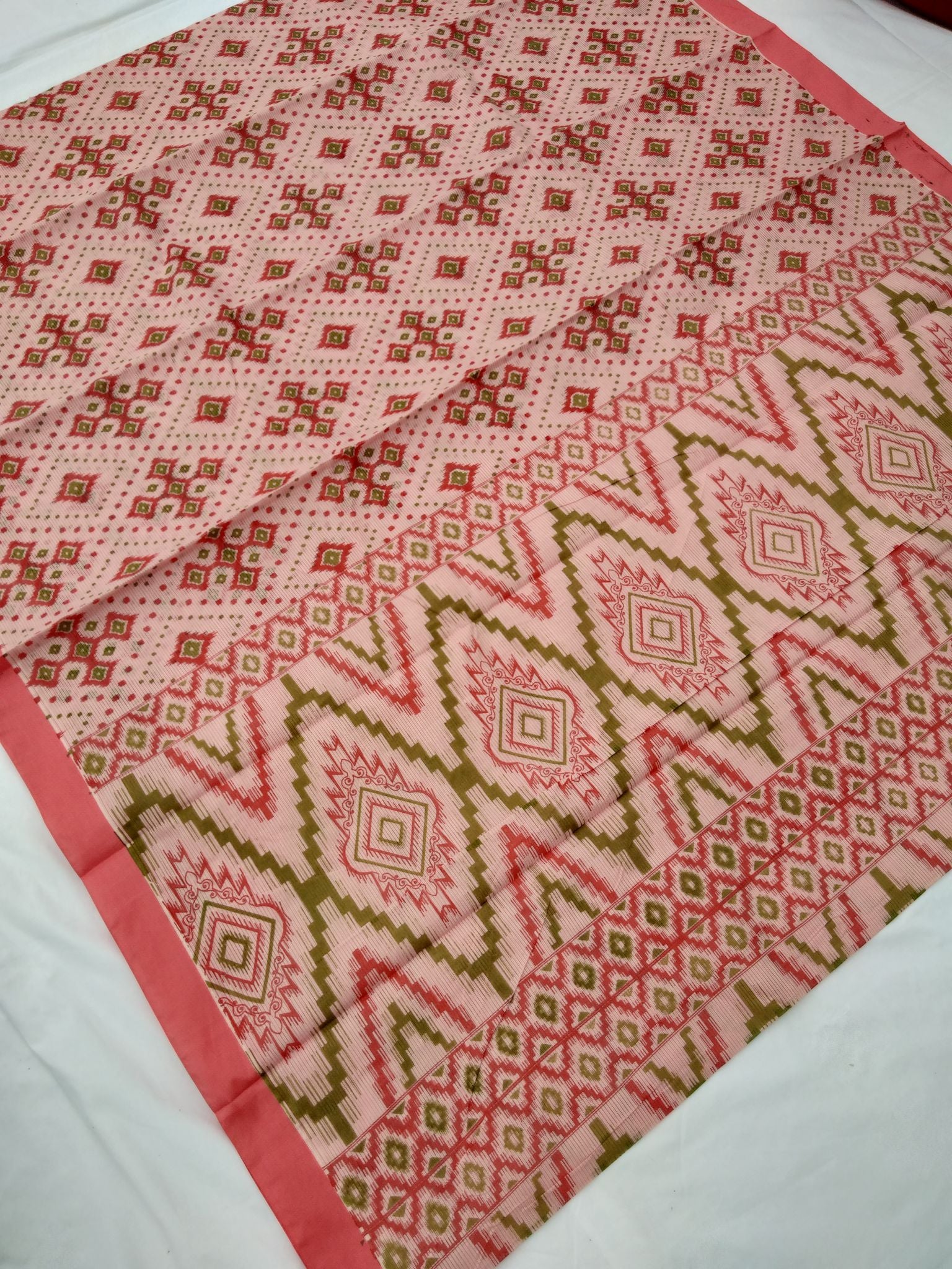 Printed Mangalagiri Cotton Sarees With Contrast Border
