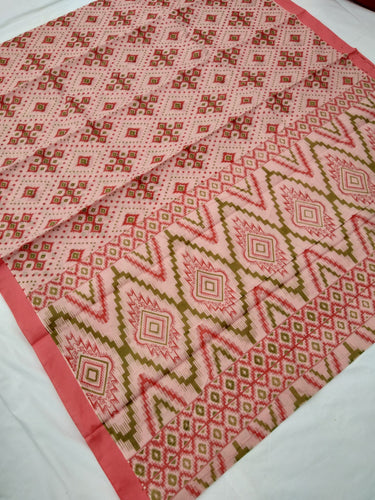 Printed Mangalagiri Cotton Sarees With Contrast Border