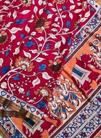 Load image into Gallery viewer, Kalamkari Pure Cotton Natural Dye Organic Handpaint Saree