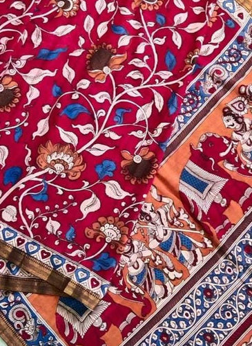 Kalamkari Pure Cotton Natural Dye Organic Handpaint Saree