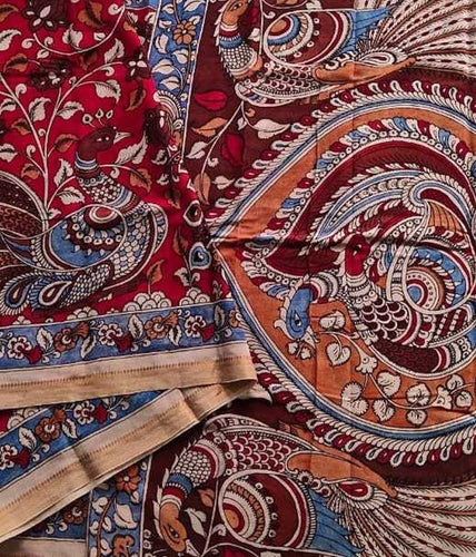 Kalamkari Pure Cotton Natural Dye Organic Handpaint Saree