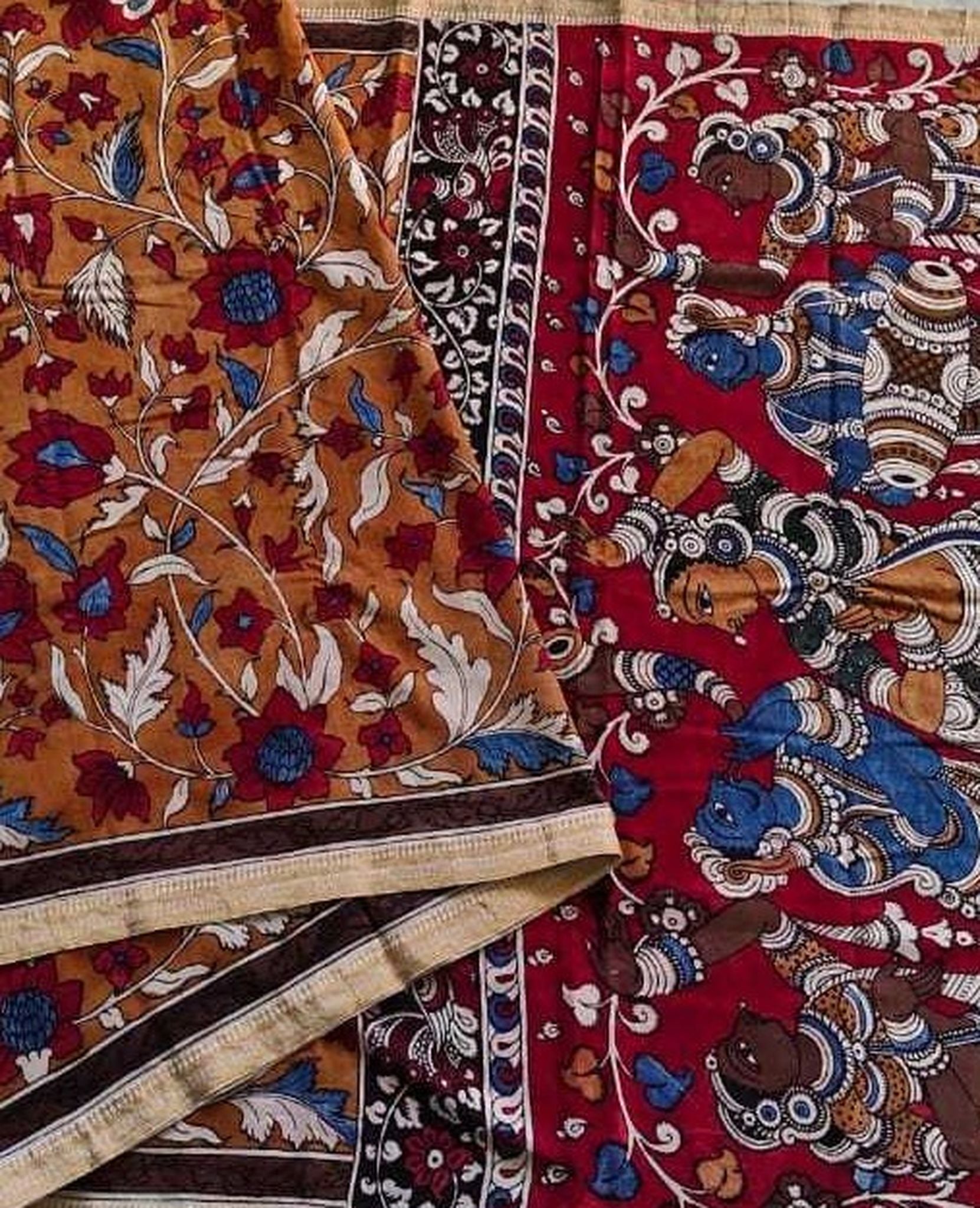 Kalamkari Pure Cotton Natural Dye Organic Handpaint Saree