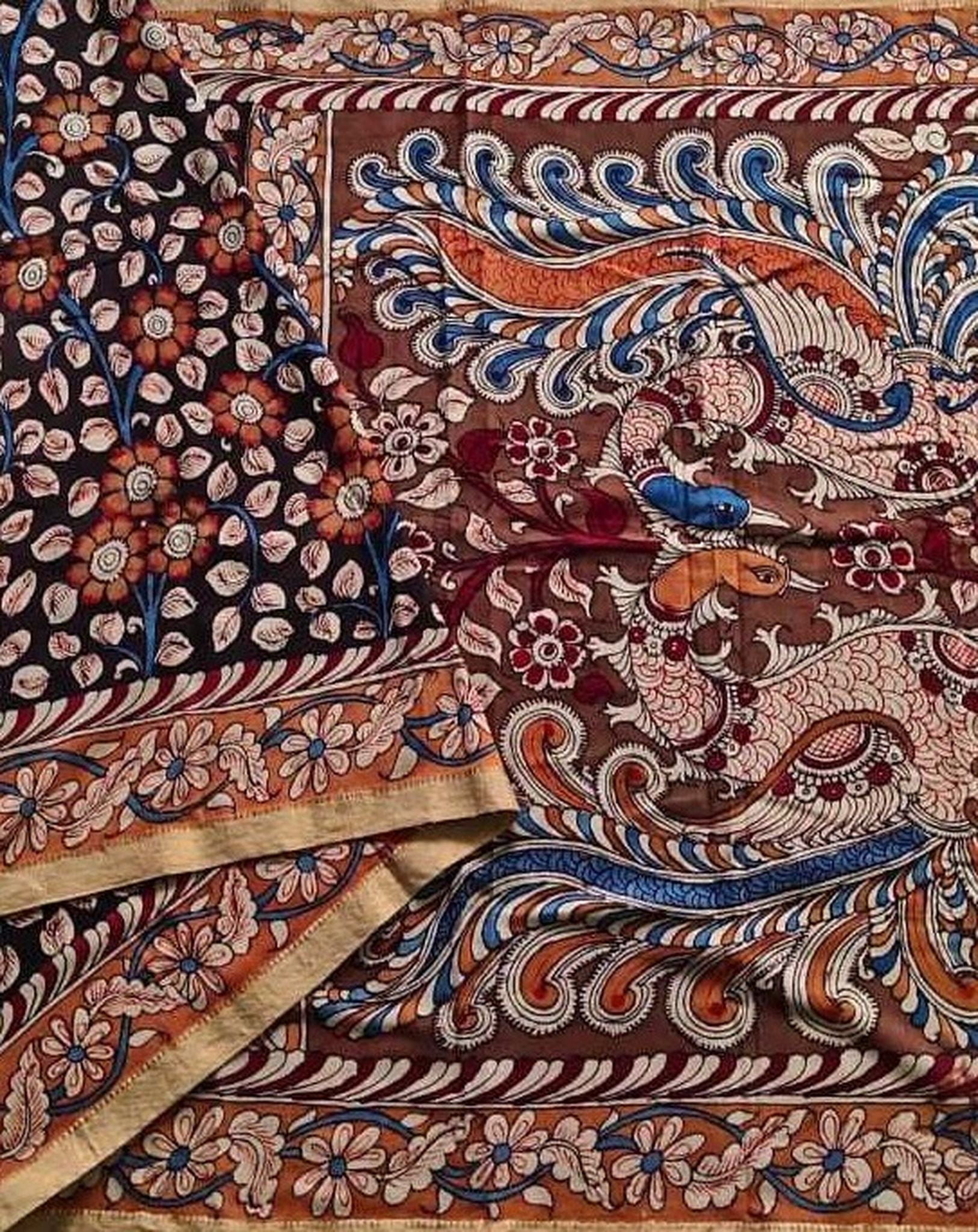 Kalamkari Pure Cotton Natural Dye Organic Handpaint Saree