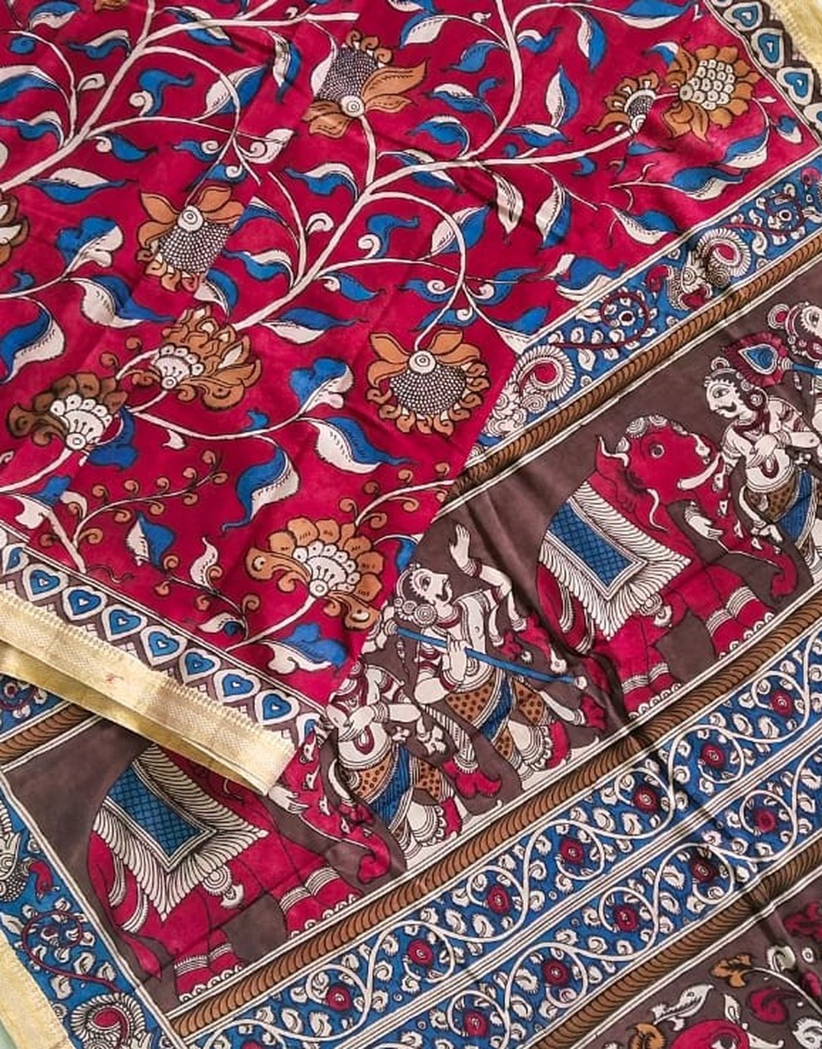 Kalamkari Pure Cotton Natural Dye Organic Handpaint Saree