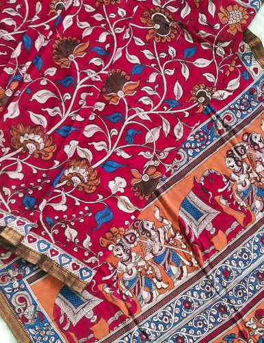 Kalamkari Pure Cotton Natural Dye Organic Handpaint Saree