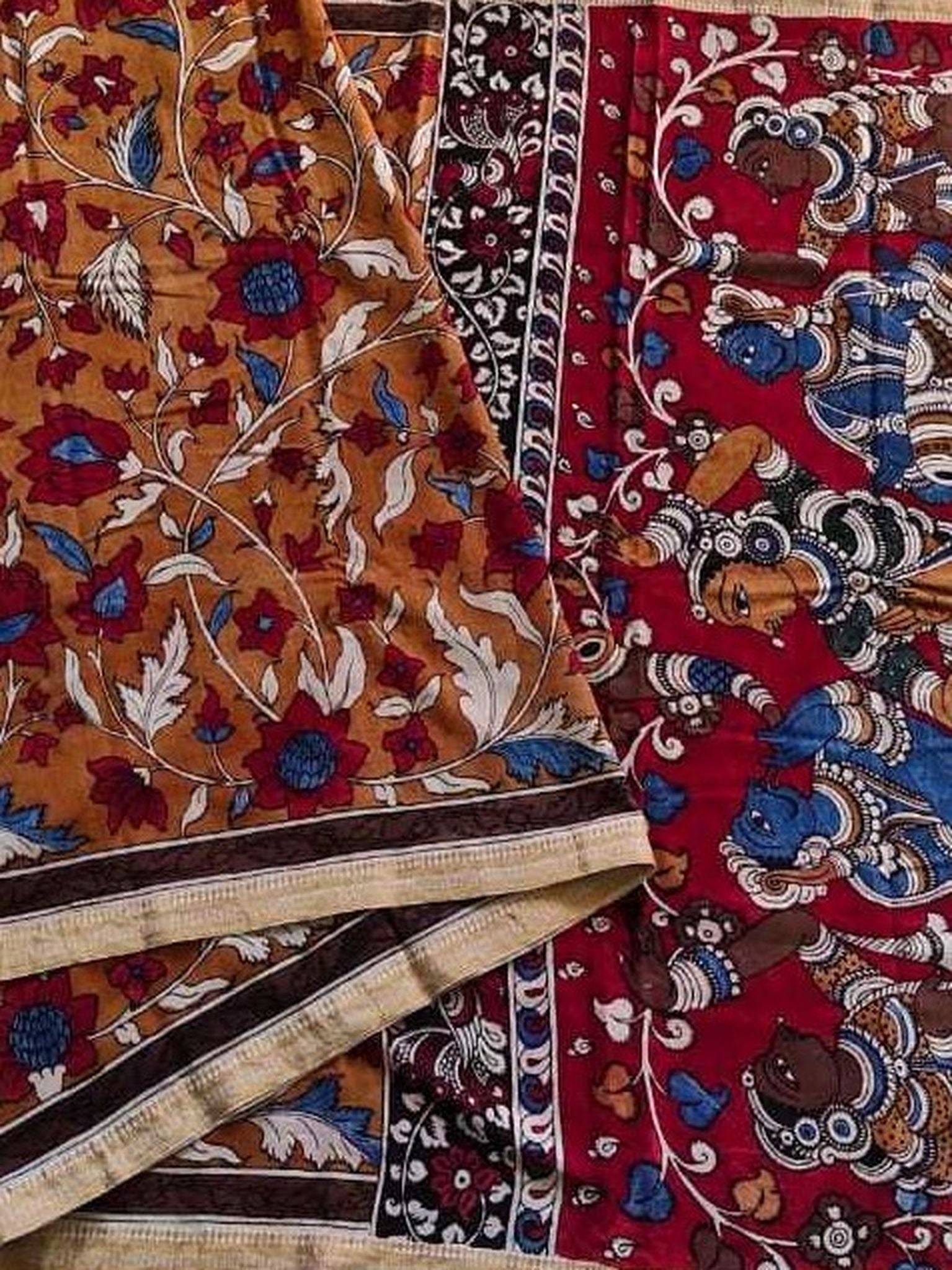 Kalamkari Pure Cotton Natural Dye Organic Handpaint Saree