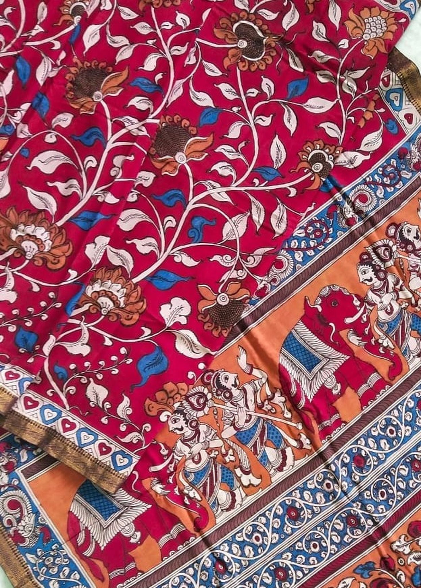 Kalamkari Pure Cotton Natural Dye Organic Handpaint Saree