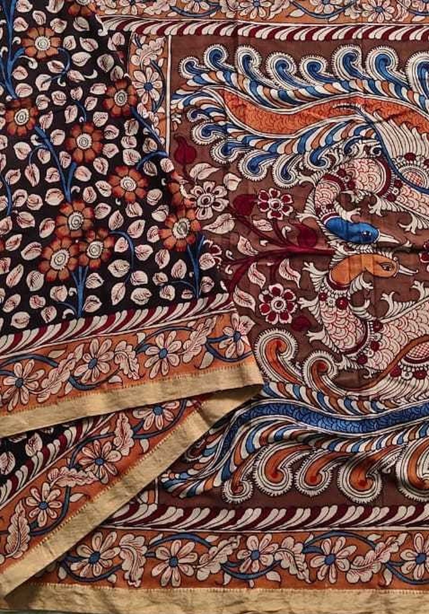 Kalamkari Pure Cotton Natural Dye Organic Handpaint Saree