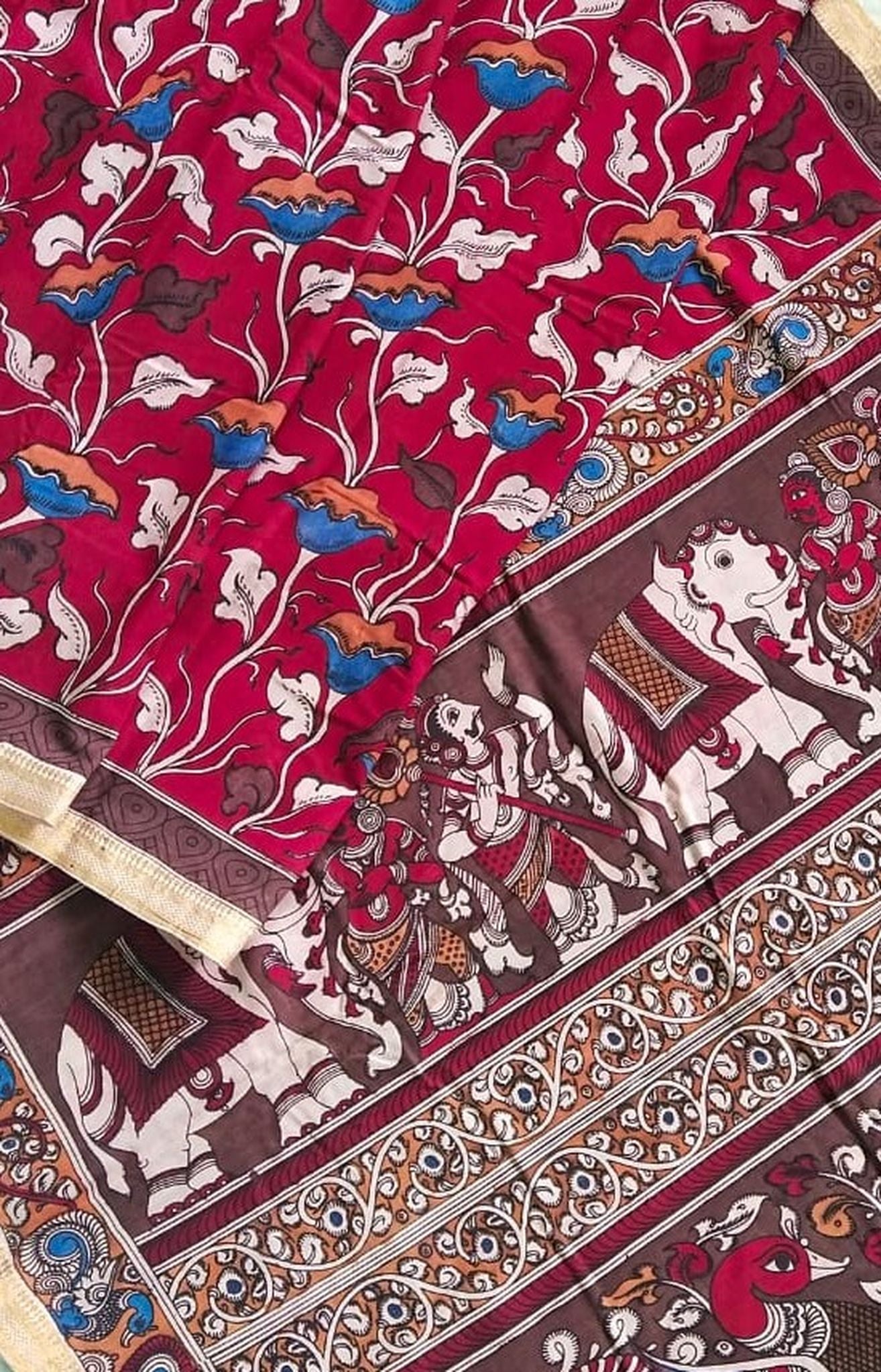 Kalamkari Pure Cotton Natural Dye Organic Handpaint Saree