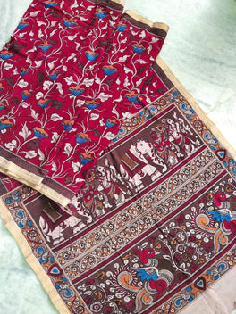 Kalamkari Pure Cotton Natural Dye Organic Handpaint Saree