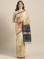 Load image into Gallery viewer, Latest Attractive Stylish Flower Print Linen Women&#39;s Sarees