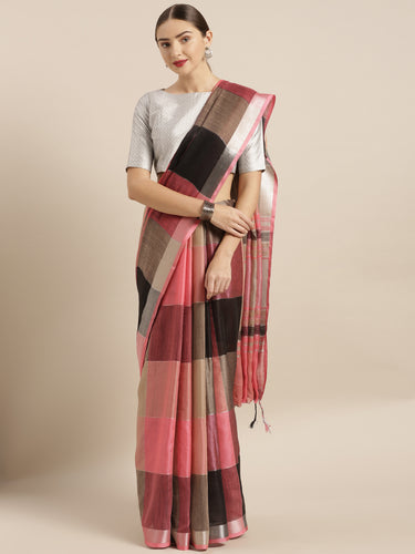 Tanya Adorable Linen Checkered Women's Sarees