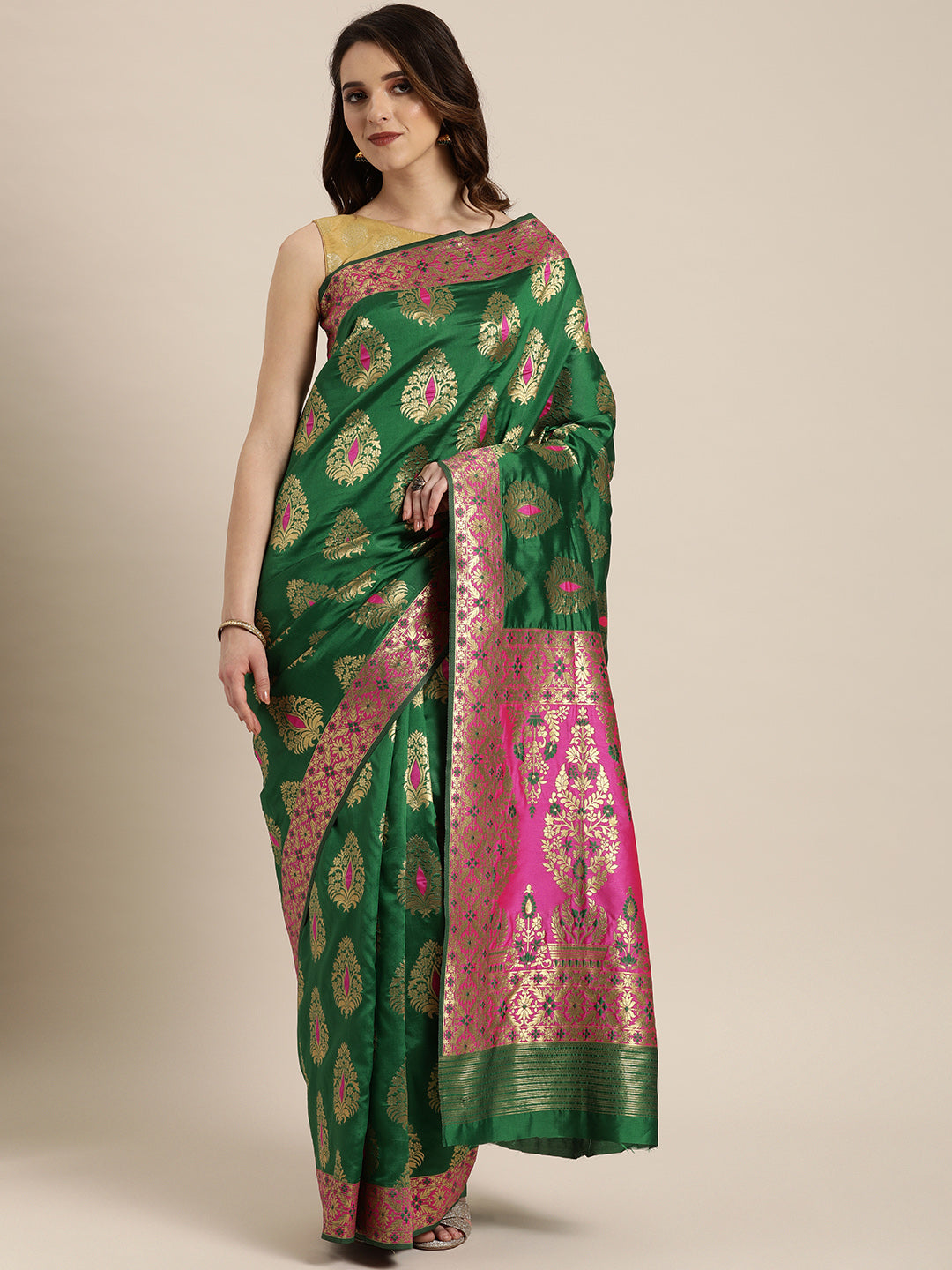 Elegant Meena Work Katan Silk Saree