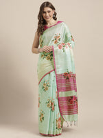 Load image into Gallery viewer, Latest Attractive Stylish Flower Print Linen Women&#39;s Sarees