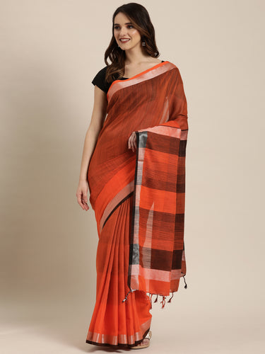 Tanya Adorable Linen Checkered Women's Sarees