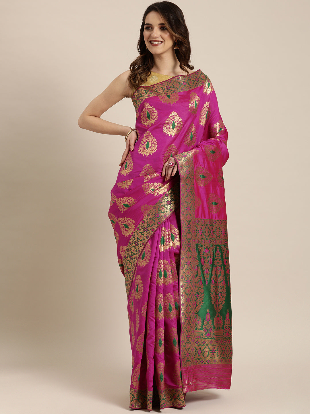Elegant Meena Work Katan Silk Saree