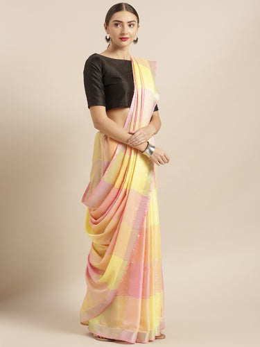 Tanya Adorable Linen Checkered Women's Sarees