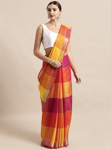 Tanya Adorable Linen Checkered Women's Sarees