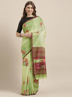 Load image into Gallery viewer, Latest Attractive Stylish Flower Print Linen Women&#39;s Sarees