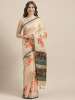 Load image into Gallery viewer, Latest Attractive Stylish Flower Print Linen Women&#39;s Sarees
